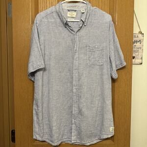 Weatherproof Vintage Button Up Mens Large Linen Cotton Comfort Casual